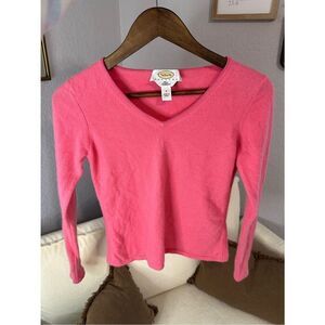 Talbots Bright Pink V-Neck Cashmere Sweater